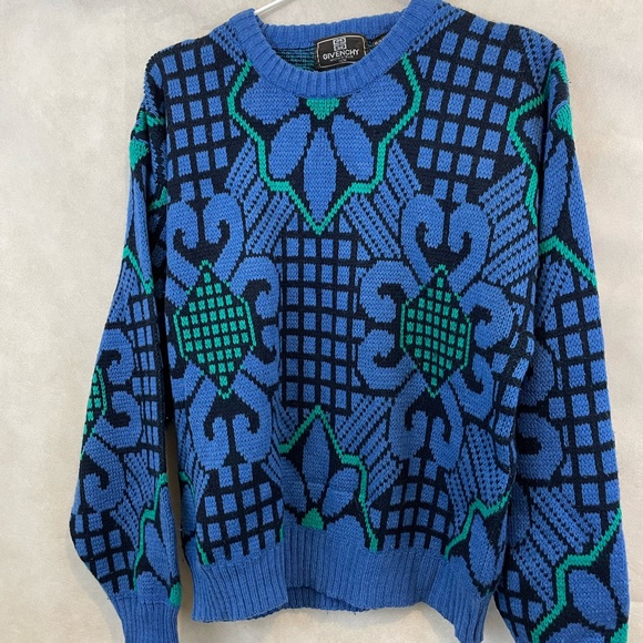 VINTAGE GIVENCHY | Givenchy Monsieur funky patterned knit crew neck sweater RARE - Picture 5 of 12